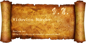 Vidovics Nándor névjegykártya